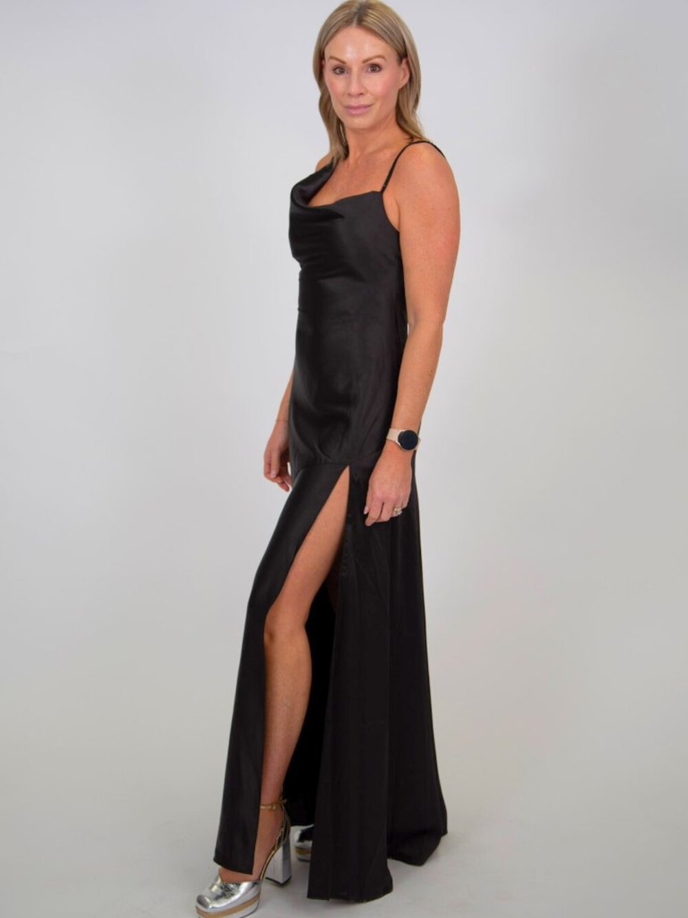 Asymmetrical Shoulder Maxi Dress